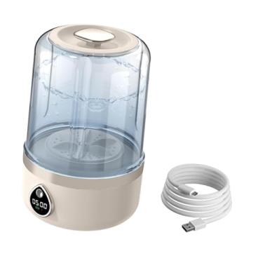 Imagem de WeiLaiKeQi Mini Máquina de Lavar Roupas com Tela LED, Limpeza, Mini Máquina de Lavar Roupas, 2 Modos de Lavagem, para Pequenas Roupas, Viagem, Casa, Camping, Bege