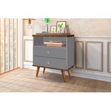 Imagem de Mesas De Cabeceira Status Com 2 gavetas Nicho Retrô Quarto Cama - Loja Inova BR (Cinza/Jequitiba)