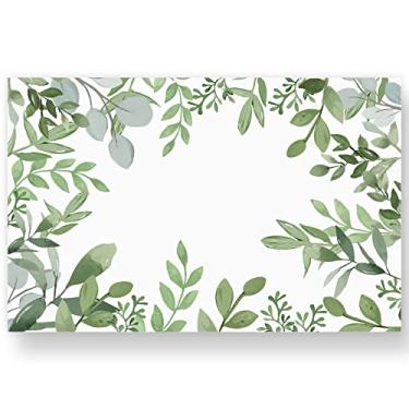 Imagem de AnyDesign Pacote com 50 tapetes de papel vegetal aquarela, folhas verdes, jogo americano descartável, 28 x 43 cm, primavera, verão, decorativos, para mesa de jantar, artigos de festa de casamento
