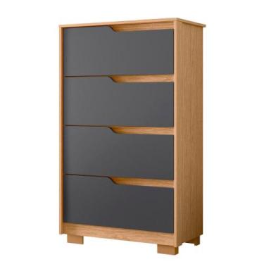 Imagem de Cômoda Quarto Sole com 4 Gavetas e Pés - Albatroz, Freijo/Titanium