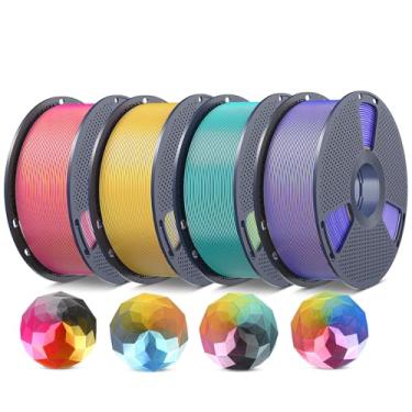 Imagem de SUNLU Pacote de filamentos PLA de seda de quatro cores, filamento de impressora 3D PLA de seda 1,75 mm, textura de seda brilhante, precisão dimensional +/- 0,02 mm, 4 kg no total, 1 kg por carretel