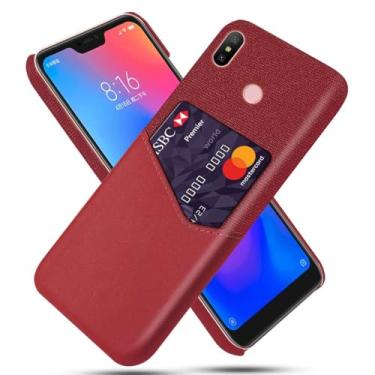 Imagem de Capa para Xiaomi Redmi 6 PRO,Tela e tampa de couro PU,Antideslizante,360°cobertura completa à prova de choque com 1 slot de cartão atrás,Prevenção de queda-Red