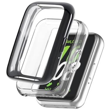 Imagem de HAOZHI 2Peças Película Protetora Compatível com Samsung Galaxy Fit 3,Capa Capinha Bumper Case para Samsung Galaxy Watch Fit3 Protetor de Tela (Preto+Transparente)
