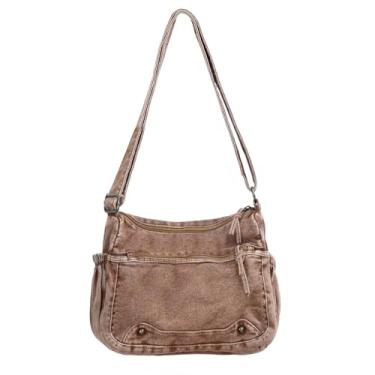 Imagem de Avirl Bolsa tiracolo jeans casual bolsa transversal bolsa grande capacidade, Cáqui, 27 x 13 x 20 cm