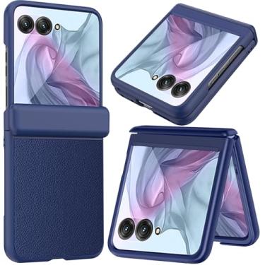 Imagem de NINKI Capa compatível com Motorola Razr 2024 com protetor de tela integrado, capa Razr 50 com proteção de dobradiça capa de borracha ultrafina resistente antiarranhões para Moto Razr 2024 azul