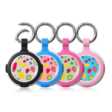 Imagem de Compatível com porta-chaves AirTag, à prova d'água IPX8, capas AirTags de silicone com chaveiro, acessórios para localizadores de itens GPS da Apple (Banana)