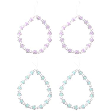 Imagem de GOMAKERER Cordão de celular com contas de 4 peças, 2 cores, flor de resina, pérola, miçanga fofa para celular, pulseira de contas de cristal brilhante para bolsa de câmera MP3 Mp4 chaveiro feminino