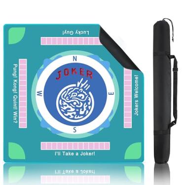 Imagem de Mahjong Mat 31.5" American Mahjong Game Table Mat Non-Slip Noise Reduction Gaming Mat with Drawstring Bag Waterproof Rubber Desk Mat for Poker Board Games Card Games Tile Games Dominoes (Green)