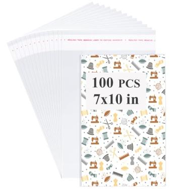 Imagem de Miraclekoo 100 peças de sacos de celofane autovedantes para violoncelo, 19 x 25 cm, mangas grossas de plástico transparente - Ajuste de padrões de costura, impressões artísticas, biscoitos e pipoca