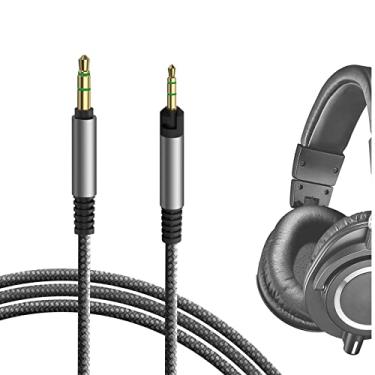Imagem de GEEKRIA Cabo de áudio compatível com Audio-Technica ATH-M50x ATH-M40x ATH-M50 ATH-M60x ATH-M40 ATH-M70x, cabo estéreo de substituição de nylon trançado de 2,5 mm (1,2 m)