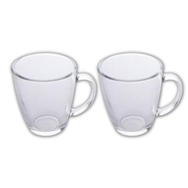 Imagem de Conjunto 2 Canecas de Vidro Transparente 350ml com Alça para Café Chá Chocolate Quente e Bebidas Quentes