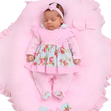 Imagem de Saída de Maternidade Menina Aconchego Clara Floral Verde Água 05 Peças