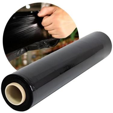 Imagem de Bobina Rolo Filme Stretch 500cm x 25 micras Preto 3,5kg Tubete - Sem m