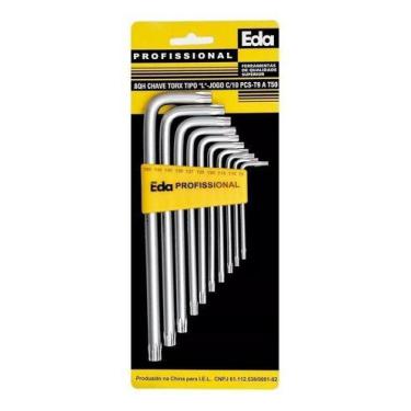 Imagem de Jogo De Chave Torx Com 10 Peças T9 À T50 8qh C/ Guia Eda
