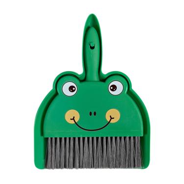 Imagem de Dustpan E Brush Set Cartoon Mini Vassoura De Limpeza Portátil Com Panela De Poeira Para Mesa Recesso Clipe Design Compacto Leve Multifuncional Home Office Cozinha PP Material (Sapo)