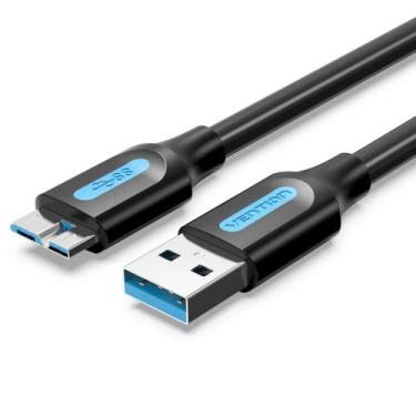 Imagem de Cabo USB A Vention Para Micro B 3.0 Hd Externo Preto 1m