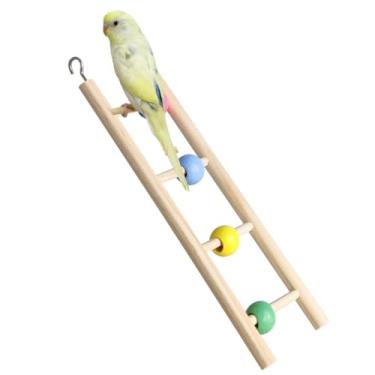 Imagem de Escada de escalada de papagaio pendurada para gaiola de pássaros, papagaio de madeira para escalar escada pendurada, brinquedo com contas coloridas móveis, brinquedo interativo de pássaros para