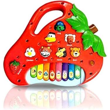 Imagem de  Brinquedo Teclado Piano Musical Infantil Moranguinho com Sons de Animais – Diversão Educativa!-Pianinho Musical Bebe Infantil Moranguinho Sons e Bichos