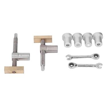 Imagem de Carpintaria Desktop Clip Aço Inoxidável Brass Bench Dog Clamp Workbench Fixo Clip Ferramenta para DIY Carpintaria Perfuração Fresagem Corte Moagem 19mm 2 Pacote com 4 Bancos Cães (Cão de bancada