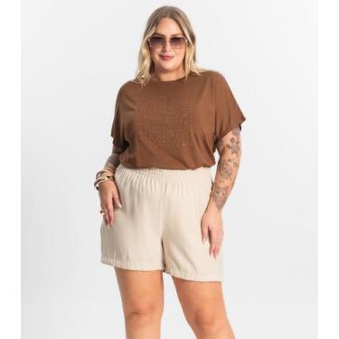 Imagem de Shorts Tecido Favo Plus Size Secret Glam Bege, Plus G3, Bege