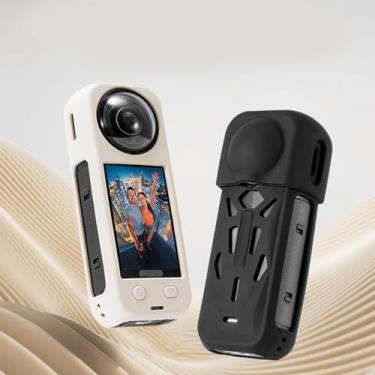 Imagem de Tangxi Caso de Proteção de Silicone, Tampa Anti -deslizamento Absorvente de Choque Suave para 360 X5, Com Abertura de Chave 1: 1 para Acesso à Lente, Sem Impressões Digitais (Branco)