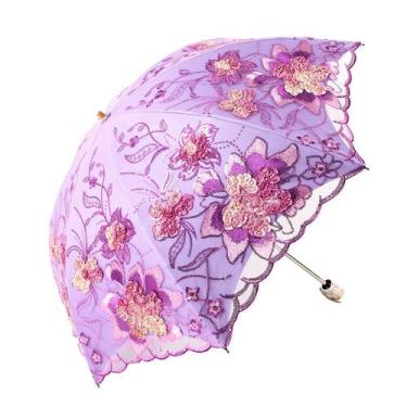 Imagem de Guarda-chuva Honeystore Wedding Lace Sun UV Parasol 1812 Purple