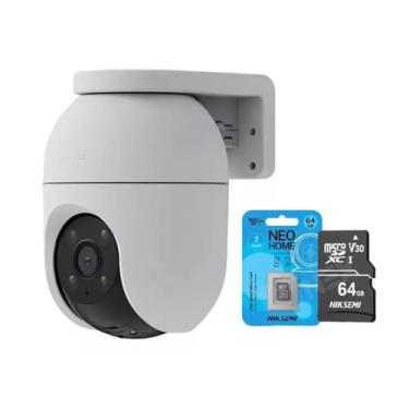 Imagem de Kit Camera de Seguranca Panoramica Externa CS-C8C 2K Lente 4mm Wi-Fi IP65 com Visao Noturna e Deteccao de Movimento + Cartao de Memoria Micro SD 64GB Classe 10 Alta Velocidade