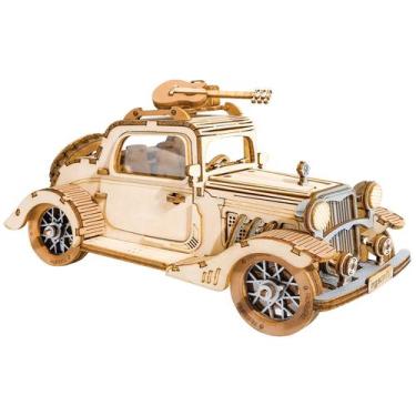 Imagem de Carro de quebra-cabeça de madeira ROBOTIME Vintage Model DIY Craft Gif