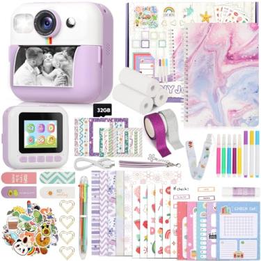 Imagem de Kit fotomaker infantil 1080p com impressão instantânea para crianças, 93 peças, kit de diário DIY para meninas, crianças, impressão instantânea com 3 rolos de papel fotográfico, presentes de