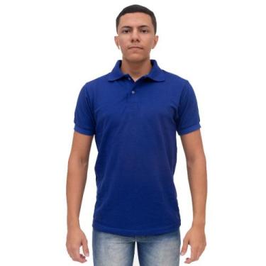 Imagem de Camisa Gola Polo Basica Masculina Manga Piquet Algodao Poliester Lisa 