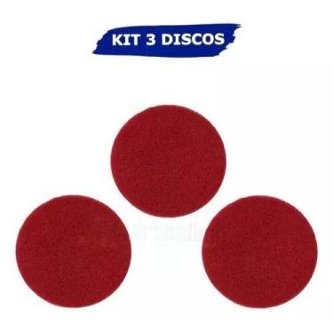 Imagem de kit 3 Discos Limpadores Vermelho 350mm Enceradeira Scotch-brite 3m