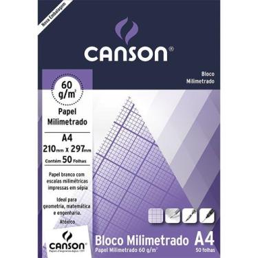 Imagem de Bloco A4 60g Canson milimetrado com 50 folhas