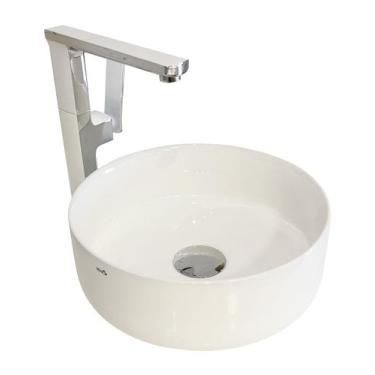 Imagem de Cuba para Banheiro Cerâmica Branca Redonda 30cm Reno RC 25