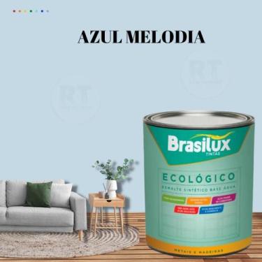 Imagem de Esmalte Sintético Brasilux Base Água Ecologico Cor Azul 800ML Brilhant