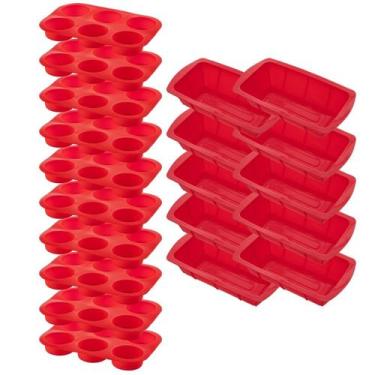 Imagem de 10 Kit Forma Silicone Resistente p/ Cupcakes e Pães Sortida - QUALITY 