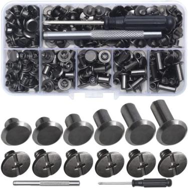 Imagem de Rebites de couro YORANYO Chicago Screws 110 conjuntos Gunmetal