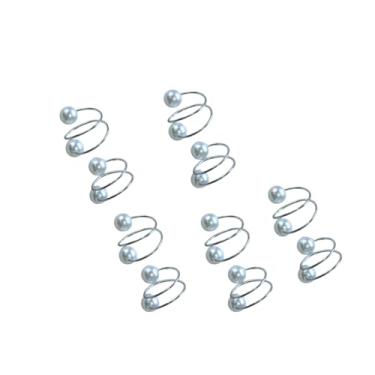 Imagem de Kit 10 Anéis para Guardanapos com Pérolas Duas Voltas Metal 4,5 x 4,5 cm (Prata, 10 unid)