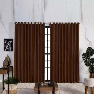 Imagem de Cortina De Luxo Blackout Premium 6,00m X 2,80m Corta Luz Para Porta Sala De Luxo (Tabaco)