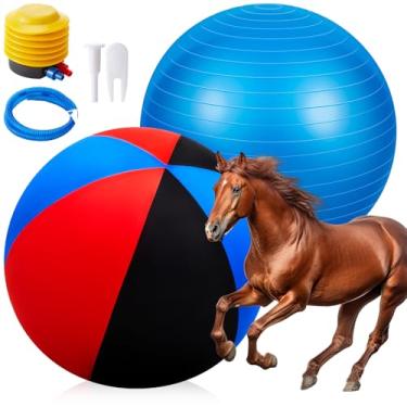 Imagem de Suilung Bola gigante para animais de estimação de 101 cm com capa e bola anti-explosão. Assista ao videocassete para inflar brinquedos de cavalo para brincar de entretenimento, bomba incluída (preto