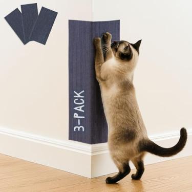 Imagem de Tapete arranhador para gatos (pacote com 3), arranhador de canto de parede para gatos de 50 x 29 cm, substituição autoadesiva versátil, fácil de usar para móveis de parede de árvores de gato, postes