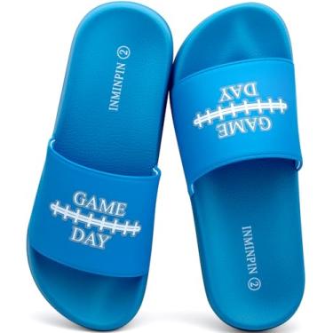 Imagem de INMINPIN Sandália infantil para meninos e meninas, com sprots de bola, ultraconfortável, praia, piscina, chuveiro, escorregador doméstico, ambientes internos e externos para fãs de esportes, Azul