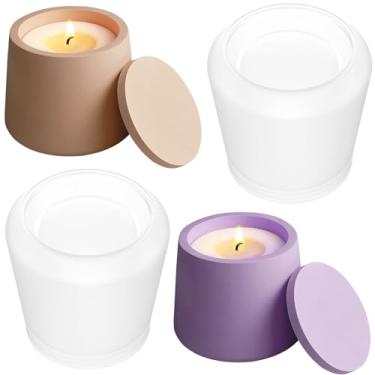 Imagem de 2 moldes grandes para jarras de vela com tampa, molde de caixa de resina de silicone, moldes criativos de silicone, molde de resina, moldes de fundição de resina epóxi, faça-você-mesmo para fabricação