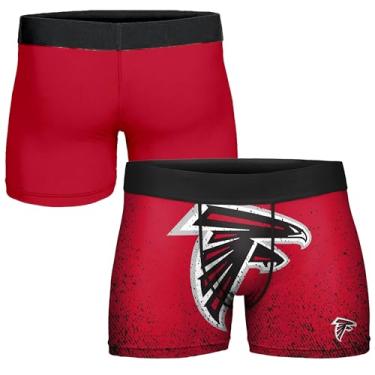 Imagem de FOCO Cueca boxer masculina NFL oficialmente licenciada, cor do time, logotipo primário, fã de futebol, essencial - Atlanta Falcons - GG