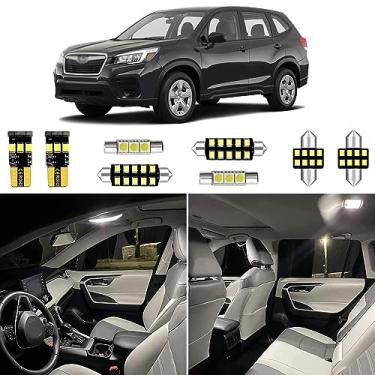 Imagem de HUOKEDS 8 kits de luzes LED interiores brancas para Subaru Forester 6000K 2014-2019 pacote de lâmpadas LED interior branco super brilhante + ferramenta de instalação