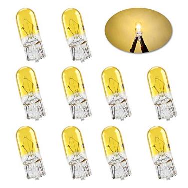 Imagem de Yifengshun T10 pequena lâmpada de halogêneo amarela, super brilhante 194 W5W 168 5W Wedg lâmpadas para placa de carro luz cúpula mapa luz lateral luz de estacionamento luz de neblina luz traseira 12V