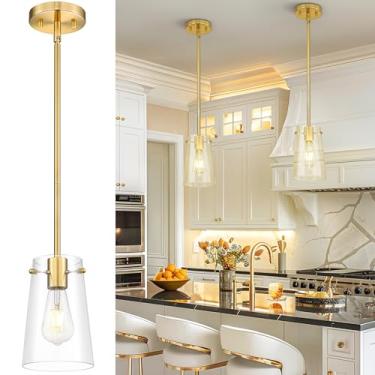 Imagem de Beionxii Luminárias Pendentes Para Ilha De Cozinha, Iluminação Moderna Em Dourado Escovado Com Vidro Transparente Pia, Sala Jantar, Entrada, Bx-Pl03Bg-Cg