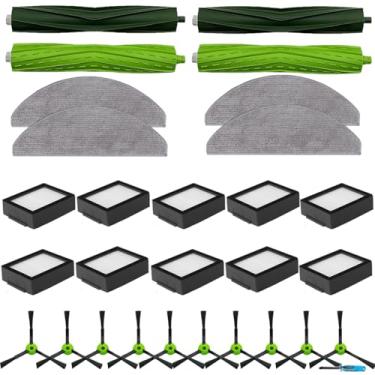 Imagem de Acessórios de peças de reposição compatíveis com iRobot Roomba Combo i5+ j5+ aspirador de pó robô, 2 conjuntos de escovas de rolo, 10 filtros, 4 esfregões e 10 escovas laterais