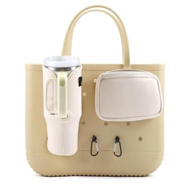 Imagem de GUTAROR Bolsa para Garrafa de Água Compatível com Stanley 30 40Oz Tumbler com Alça, Suporte para Garrafa de Água com Alça de Ombro Ajustável 2 Capas de Palha para Caminhadas Viagens Camping (Creme)