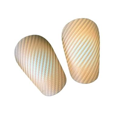 Imagem de Deevoka 2 peças pequenas caneleiras de futebol protetor de perna equipamento de proteção de futebol para jogo de futebol, ouro, 10cmx6cm