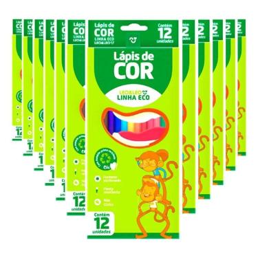 Imagem de 2X Kit 12 Caixas Lapis De Cor 12 Cores Pacote  Escola